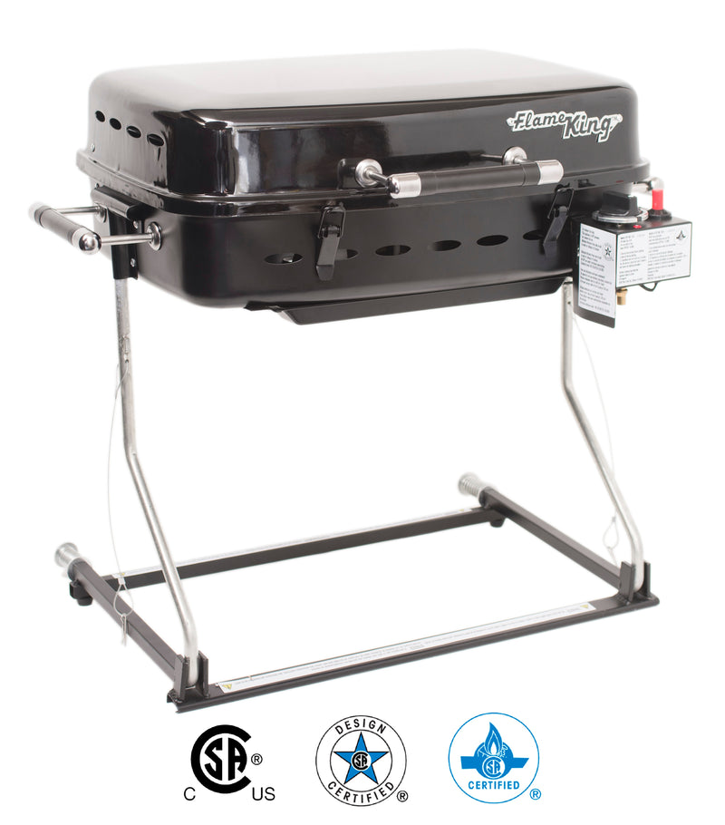 Load image into Gallery viewer, Flame King RV Trailer Mounted Grill BBQ with Carry Bag
