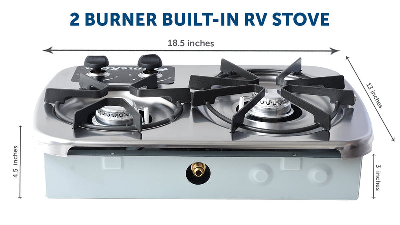 Load image into Gallery viewer, Flame King 2 Burner Built-In RV Trailer Stove with Wind Shield
