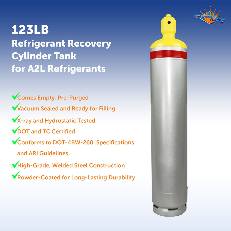 Load image into Gallery viewer, Flame King 123lb Refrigerant Cylinder Tank with Multi Valve for A2L Refrigerants

