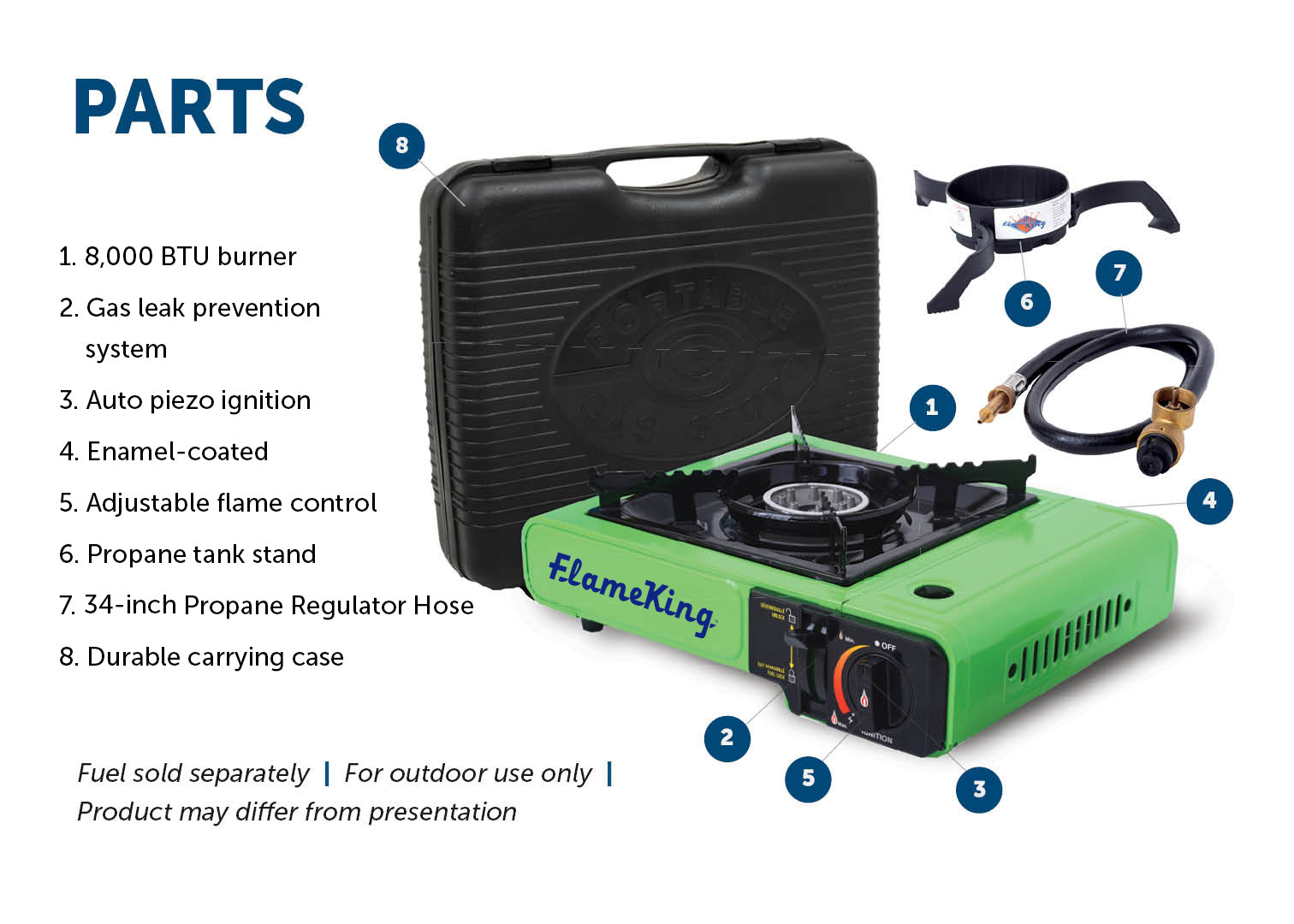Flame King Portable Butane & Propane Gas Stove with Single Burner - Skoutley Outdoors LLC