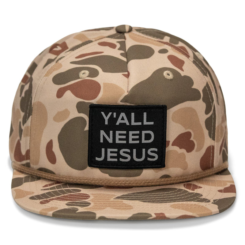 Load image into Gallery viewer, Y'all Need Jesus Patch Flatbill Hat
