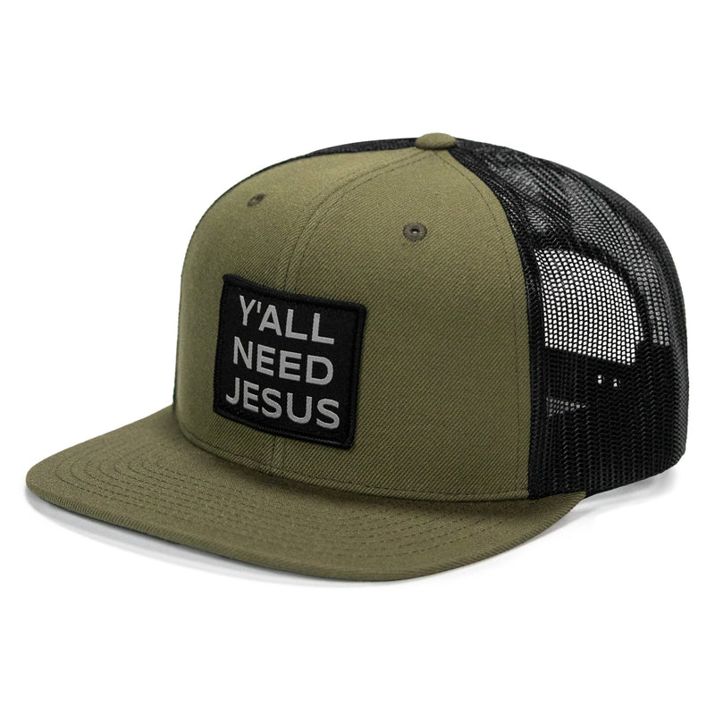 Load image into Gallery viewer, Y'all Need Jesus Patch Flatbill Hat
