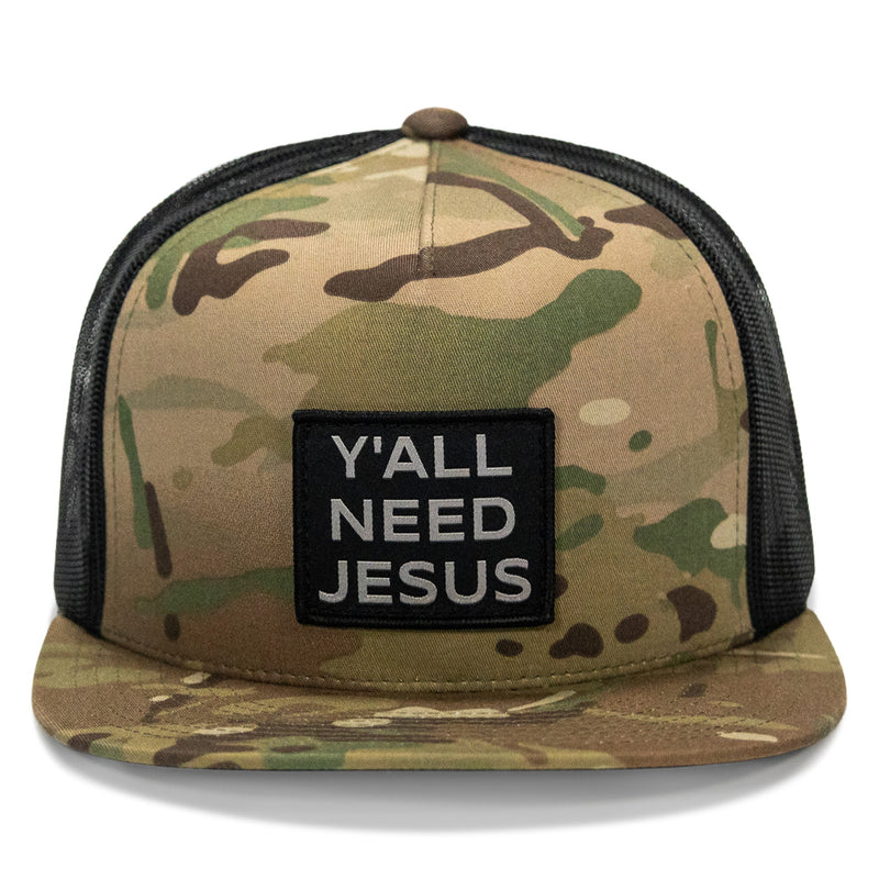 Load image into Gallery viewer, Y'all Need Jesus Patch Flatbill Hat
