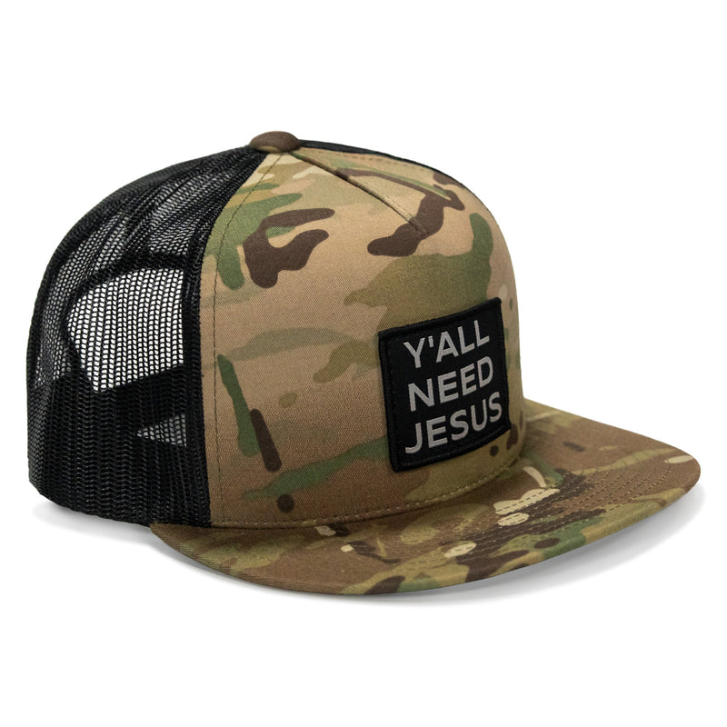 Load image into Gallery viewer, Y'all Need Jesus Patch Flatbill Hat

