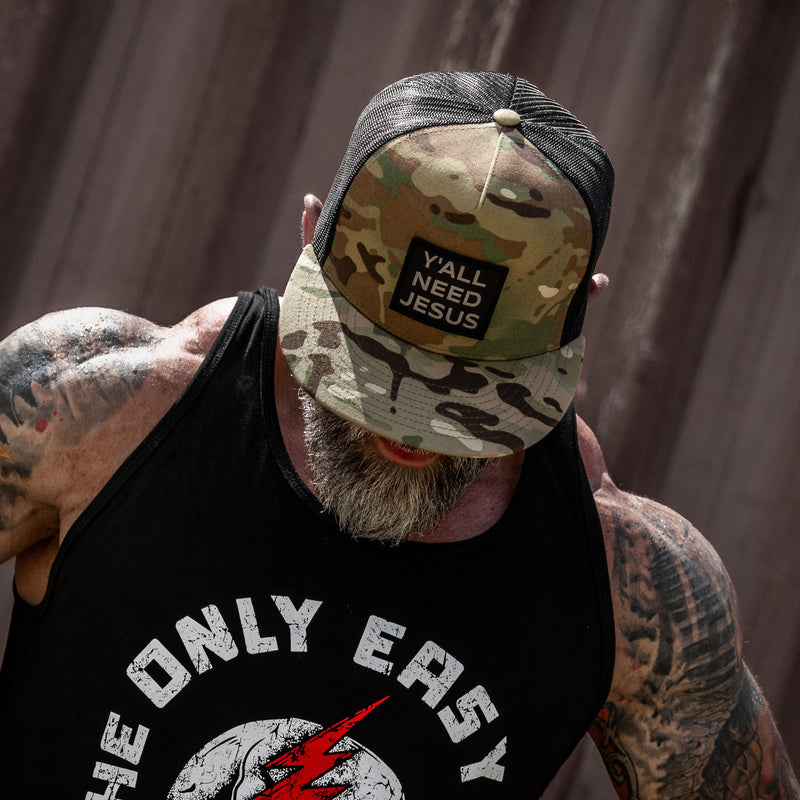 Load image into Gallery viewer, Y'all Need Jesus Patch Flatbill Hat

