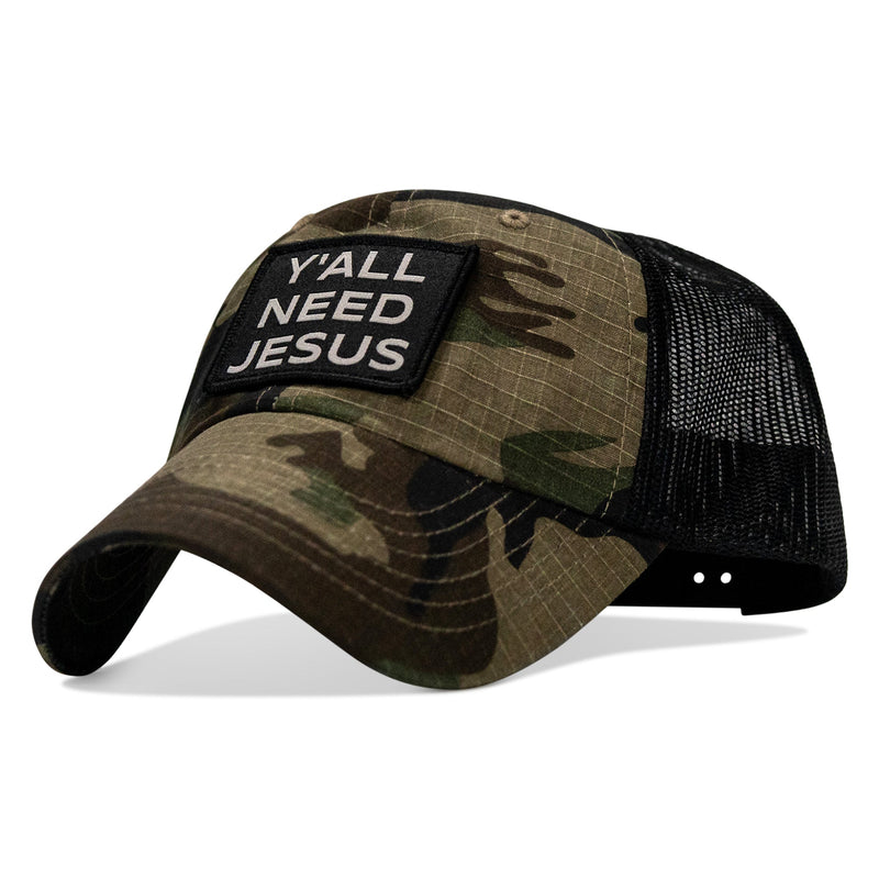 Load image into Gallery viewer, Y'all Need Jesus Patch Tactical Ripstop Mesh Snapback Hat
