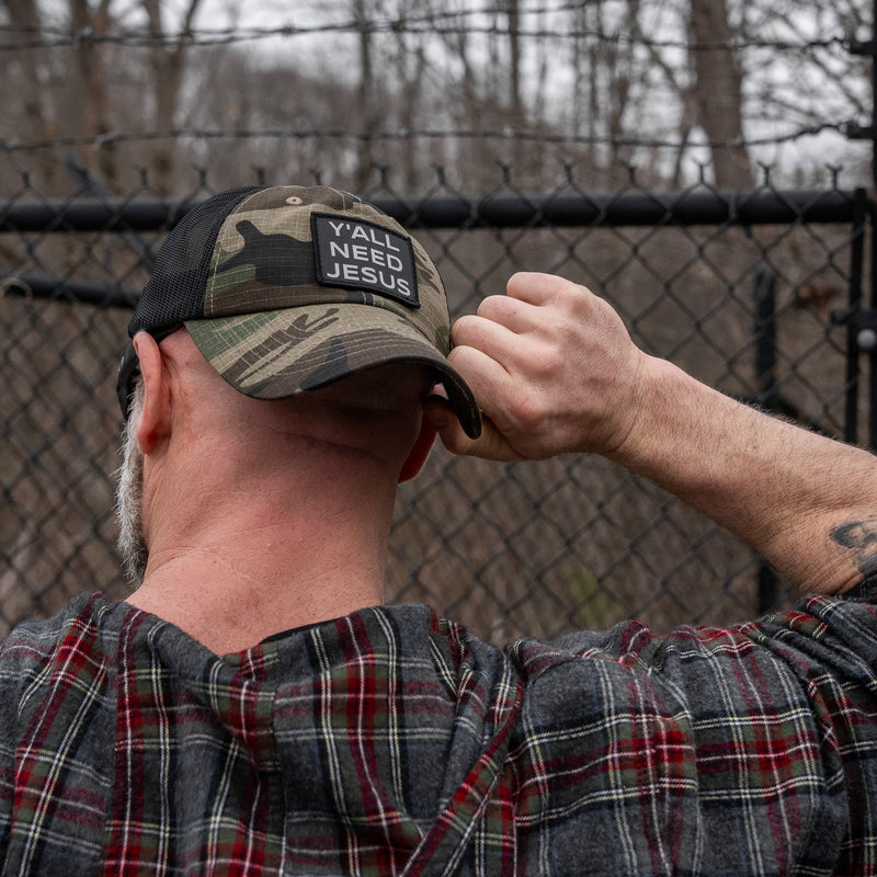 Load image into Gallery viewer, Y'all Need Jesus Patch Tactical Ripstop Mesh Snapback Hat
