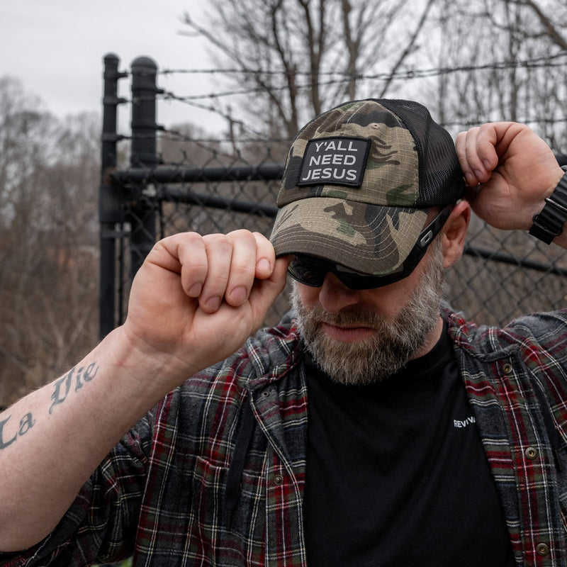 Load image into Gallery viewer, Y'all Need Jesus Patch Tactical Ripstop Mesh Snapback Hat

