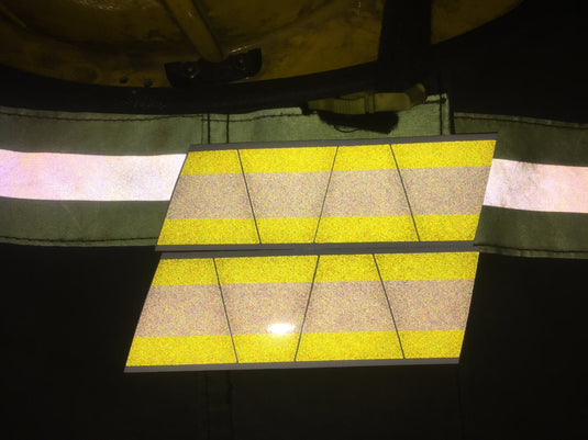 BLACKED OUT YELLOW AND GREY TRIPLE STRIPE REFLECTIVE HELMET (TET) TETRAHEDRON 8 PACK