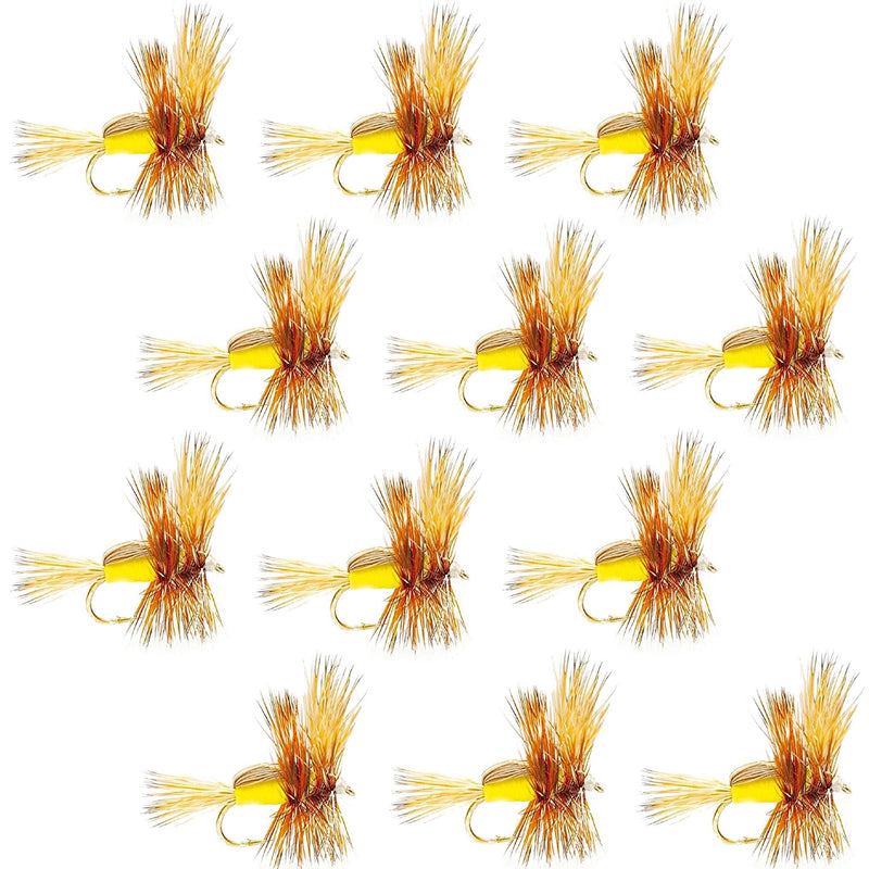 Load image into Gallery viewer, Yellow Humpy Classic Hair Wing Dry Fly - 1 Dozen Flies Hook Size 10
