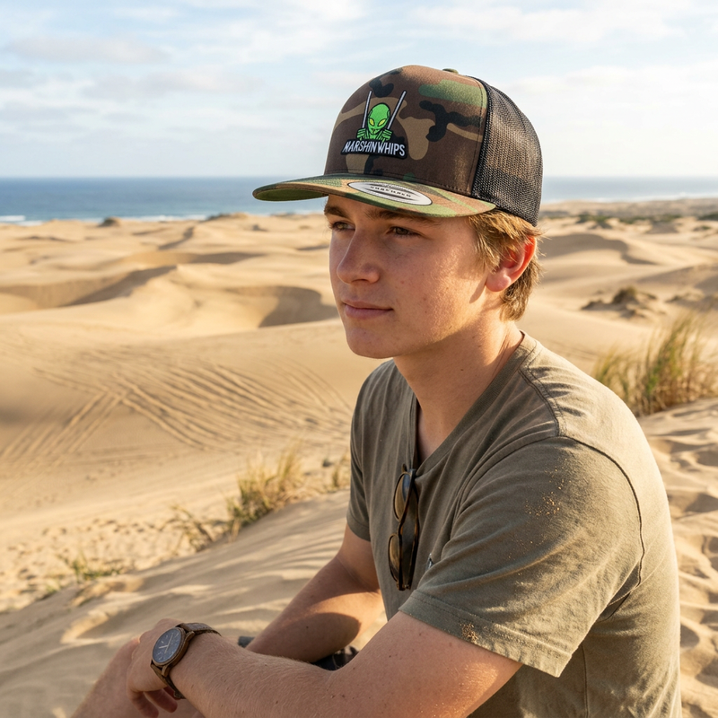 Load image into Gallery viewer, Marshin Whips Marty Flat Bill Camo Hat | Premium Off-Road Snapback
