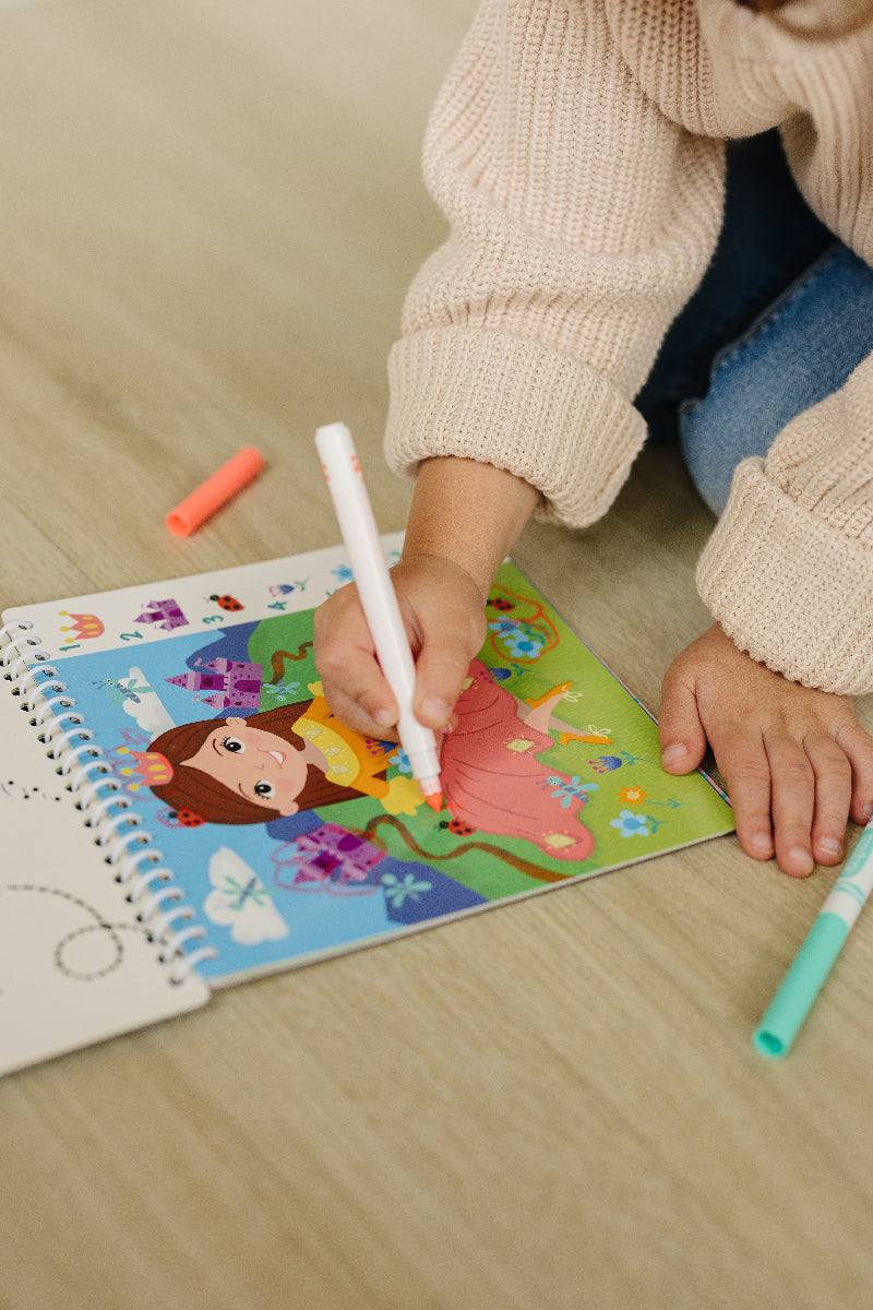 Load image into Gallery viewer, Small 7" Dry Erase Activity Book (incl. 2 Washable Markers &amp; Reusable Stickers)
