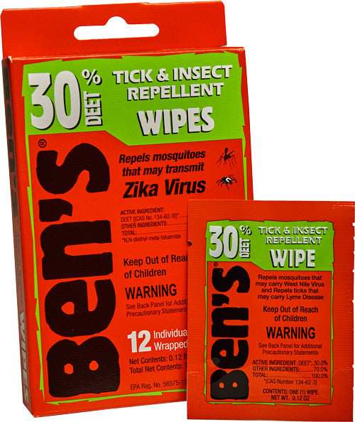 Arb Ben's 30 Insect Repellent - 30% Deet Wipes 12 Wipes Perbox - Skoutley Outdoors LLC