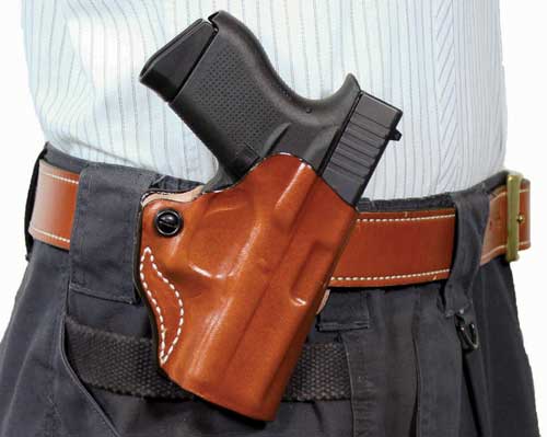 Desantis Mini Scabbard Holster - Rh Owb Leather 1911 3-3.5