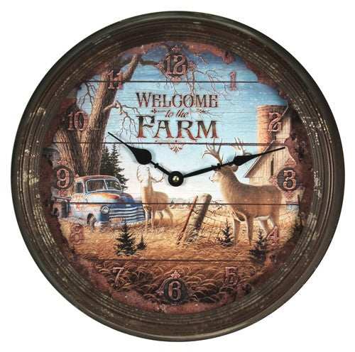 Rivers Edge Deer Nostalgic - Metal Clock 15" - Skoutley Outdoors LLC