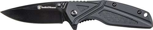 S&w Knife Black Rubber 3" Blk - Oxide Blade W/pocket Clip - Skoutley Outdoors LLC