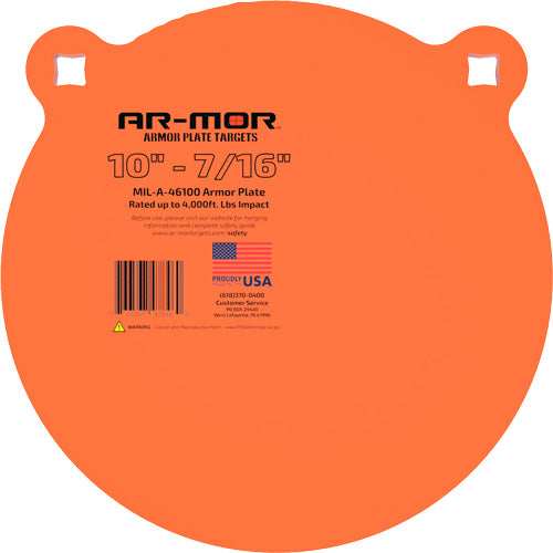 Ar-mor 10" Mil46100 Steel Gong - 7/16" Thick Steel Orange Round - Skoutley Outdoors LLC