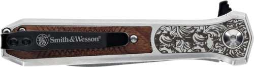 S&w Knife Unwavered Spring Ast - 3.5" Ss/rosewood Engrv Dagger - Skoutley Outdoors LLC