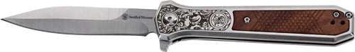 S&w Knife Unwavered Spring Ast - 3.5" Ss/rosewood Engrv Dagger - Skoutley Outdoors LLC
