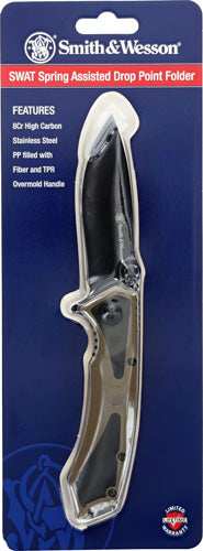 S&w Knife Extreme Ops Spring - Ast 3.25" Black/poly Grip - Skoutley Outdoors LLC