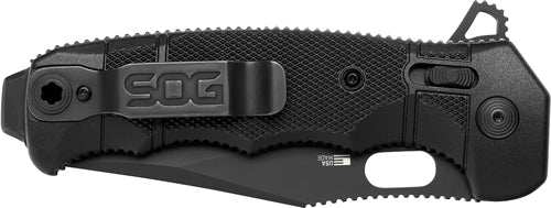 Sog Knife Seal Xr Black Crkte - 3.9" Pln Edge Fldr Black Usa - Skoutley Outdoors LLC