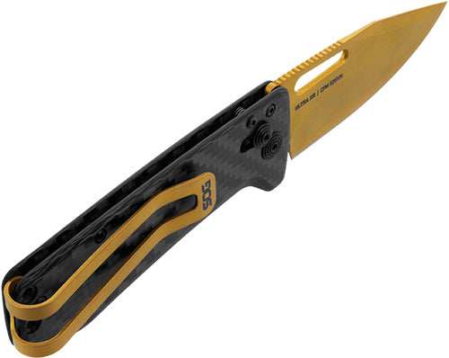 Sog Knife Ultra Xr Carbon - Fiber 2.8" Pln Edge Gold - Skoutley Outdoors LLC