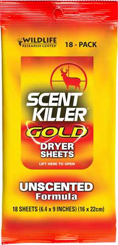 Wrc Dryer Sheets Scent Killer - Gold Unscented 18-pack - Skoutley Outdoors LLC