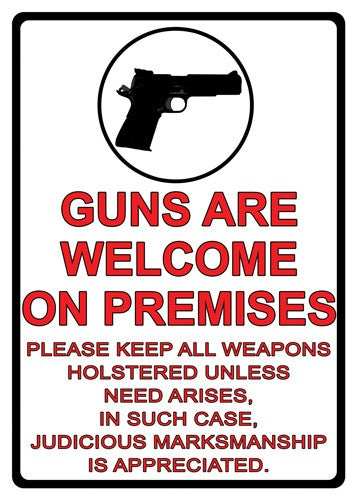 Rivers Edge Sign 12"x17" - "guns Are Welcome" - Skoutley Outdoors LLC