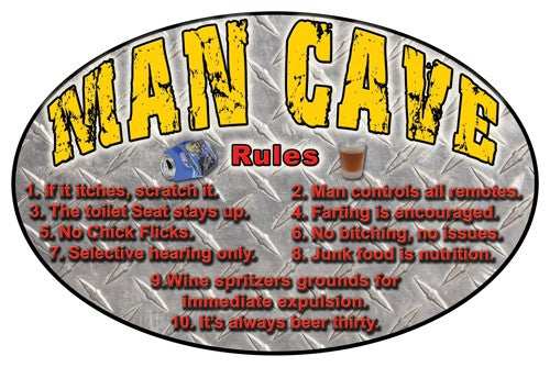 Rivers Edge Sign 12"x17" - "mancave Rules" - Skoutley Outdoors LLC