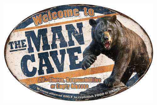 Rivers Edge Man Cave Bear Tin - Sign - Skoutley Outdoors LLC