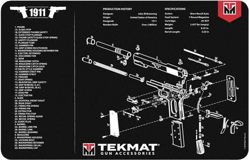 Tekmat Armorers Bench Mat - 11"x17" 1911 Pistol - Skoutley Outdoors LLC