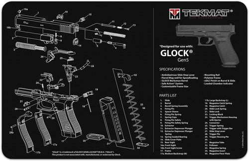 Tekmat Armorers Bench Mat - 11"x17" For Glock G5 Black - Skoutley Outdoors LLC