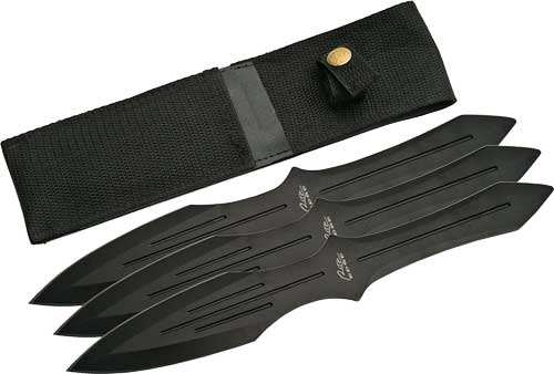 Szco Rite Edge 9.75" Throwing - Knife Black 3pc Set W/sheath - Skoutley Outdoors LLC