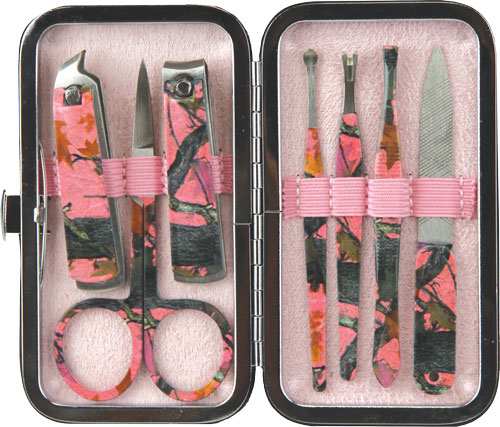 Rivers Edge Womens 7 Piece - Manicure Set Pink Camo - Skoutley Outdoors LLC