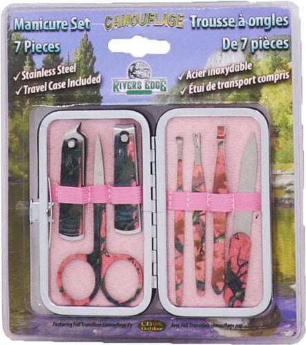 Rivers Edge Womens 7 Piece - Manicure Set Pink Camo - Skoutley Outdoors LLC