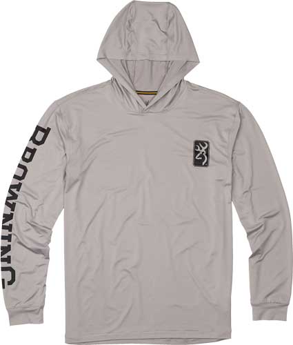 Browning Hooded L-sleeve Tech - T-shirt Light Gray Large - Skoutley Outdoors LLC