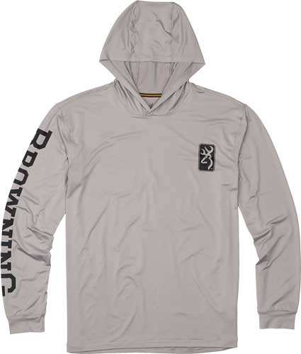 Browning Hooded L-sleeve Tech - T-shirt Light Gray Xx-large - Skoutley Outdoors LLC