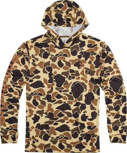 Browning Hooded L-sleeve Tech - T-shirt Vintage Tan Med - Skoutley Outdoors LLC