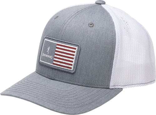 Browning Cap Mustang 110 Mesh - Back Rec Flag Patch Gray - Skoutley Outdoors LLC