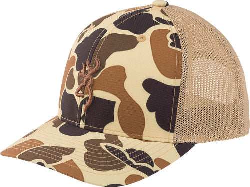 Browning Cap Cupped Up Mesh110 - Snapback Vntg Tan Bckmrk Osfm - Skoutley Outdoors LLC