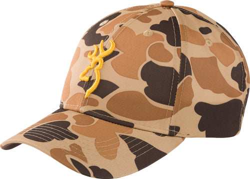 Browning Rimfire Cap Buckmark - Logo Vintage Tan Camo Velcro - Skoutley Outdoors LLC