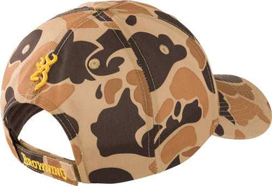 Browning Rimfire Cap Buckmark - Logo Vintage Tan Camo Velcro - Skoutley Outdoors LLC