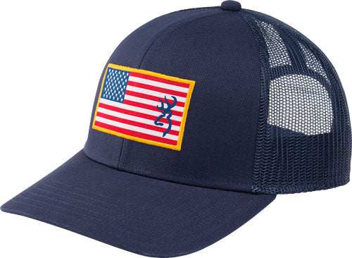 Browning Cap Glory Mesh Snap - Back Amer Flag Patch Blue Osfm - Skoutley Outdoors LLC
