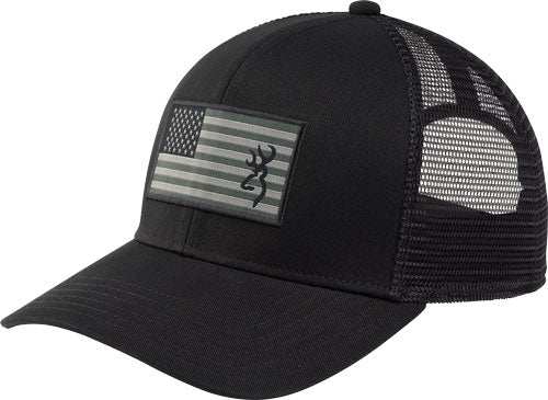 Browning Cap Glory Mesh Snap - Back Amer Flag Patch Blk Osfm - Skoutley Outdoors LLC