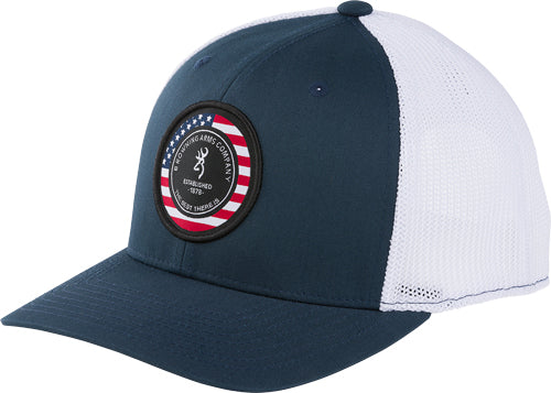 Load image into Gallery viewer, Browning Cap Freedom 110 Mesh - Back Circle Patch Navy/white*
