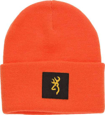 Browning Still Water Beanie - Blaze Orange W/buck Mark Patch - Skoutley Outdoors LLC