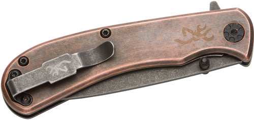 Browning Knife Rivet Folder - 3" Copper W/finger Flipper - Skoutley Outdoors LLC