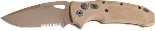 Hogue K320a M17 3.5" Auto Fldr - Drop Point Blade Poly Tan - Skoutley Outdoors LLC
