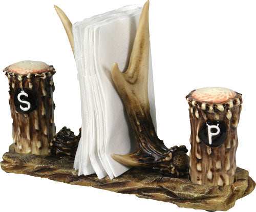 Rivers Edge Resin Antler Salt - & Pepper Shakers Napkin Holder - Skoutley Outdoors LLC