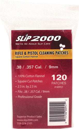 Slip 2000 Cleaning Patches - 2.5"sq .38/357/40/9mm 120-pack - Skoutley Outdoors LLC